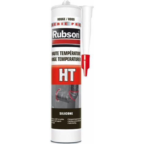Rubson – Mastic de fixation hautes températures 300ml – Résistant jusqu'à 260°C – Pour aluminium, acier inoxydable et surfaces vitrifiées – Coloris rouge