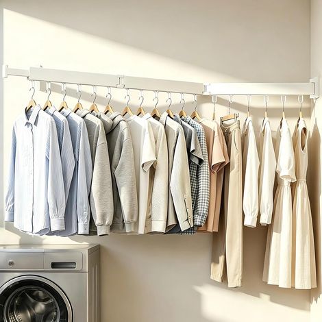 White Wall Dryer, 120 cm, with 18 Hooks (1/5)