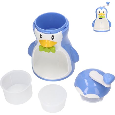 Eosnow Rasierte Eismaschine, ABS, Pinguinform, blau, für den Haushalt, tragbar, manuell, Schneekegelbereiter mit Behälter, Küchenzubehör