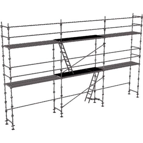 Matisère – Échafaudage fixe de façade 60m² – Hauteur de travail max 4m – Acier galvanisé pour stabilité – DUO60SP (1/5)
