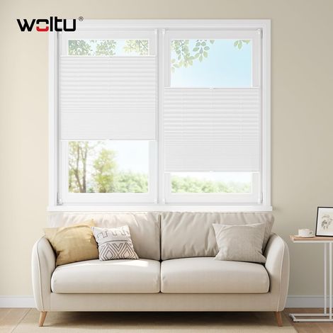 WOLTU Plissee Klemmfix ohne Bohren, Plisseerollo Faltrollo Jalousie mit Klemmträger Lichtdurchlässig, Blickdicht Jalousie Sichtschutz Sonnenschutz Easyfix Rollo für Fenster & Tür, 60x200cm, Weiß (1/5)