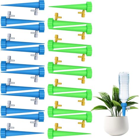 24 Plant Watering Devices, Self Watering System for Plants, Automatic Plant Waterer with Drip Feeders for Indoor Plants, Water Plants While Away with 12 Blue and 12 Green Plant Watering Spikes (1/5)