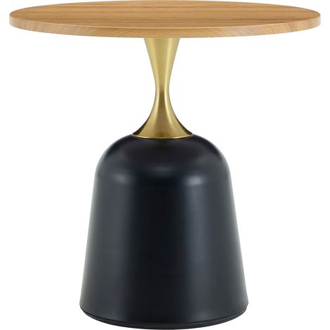Runder Tisch Ø 60 cm aus Melamin in Holzoptik mit Metallgestell (1/5)