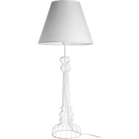 Premier Housewares White Table Lamp With Base Made From Metal Wire /Tapered Shape/ Fashionable Decor Piece For Reading / Office / Bedroom Lamps 28 x 66 x 28 (1/2)