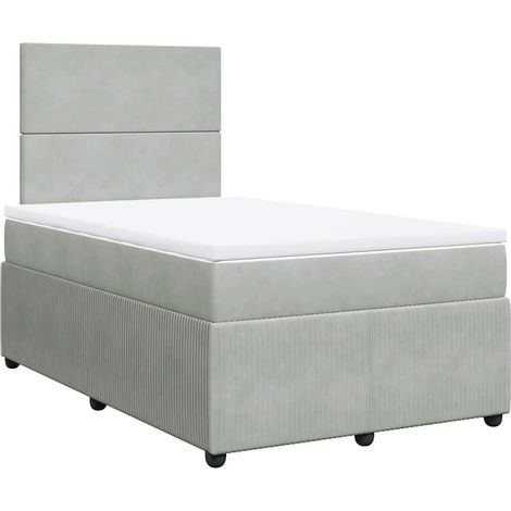 Maison Exclusive - Sommier à lattes de lit et matelas gris clair 120x190cm velours (1/5)