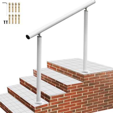Rambarde d'escalier extérieure, 122 cm (4 pi), 86 cm (34 po), blanche, réglable de 0 à 60 degrés, en aluminium blanc pour jardin. (1/5)