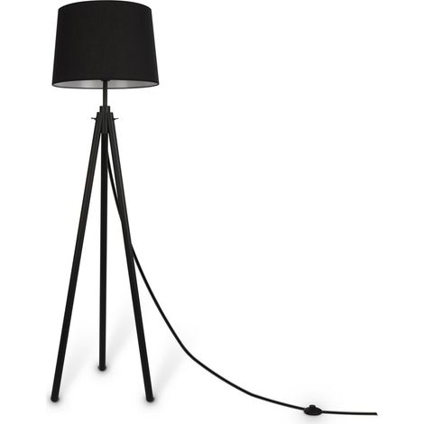 Maytoni Calvin Lampadaire trépied moderne noir 1xE27