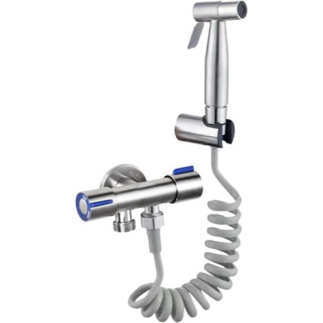 Kit Douchette WC Kit Complet avec Douchette Toilette WC, Robinet WC 3 voies et Tuyau Toilette Kit hygiene wc (douchette intime, Flexible WC et Pulvéri