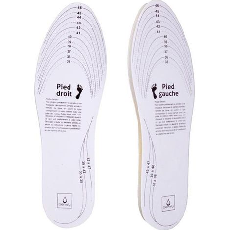 Semelles à Découper "Mémoire de Forme" Taille 35/47 Blanc (1/2)