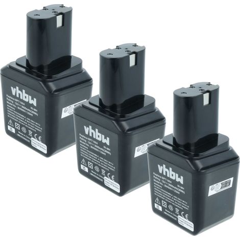 vhbw 3x Batterie compatible avec Bosch série PSR 1º géneration outil électrique (3000 mAh, NiMH, 12 V)