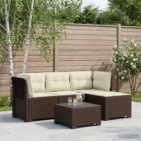 vidaXL Sofá de Jardín para 4 Personas con Cojines y Diseño de Rattan (1/5)