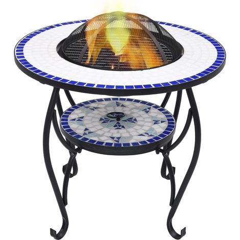 vidaXL Tavolo con Braciere a Mosaico Blu e Bianco 68 cm in (1/5)