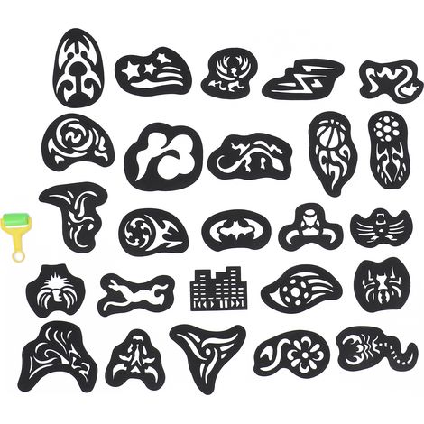 25 pochoirs pour tatouage capillaire, gabarits de coloration et de modelage pour coiffeur (1/5)