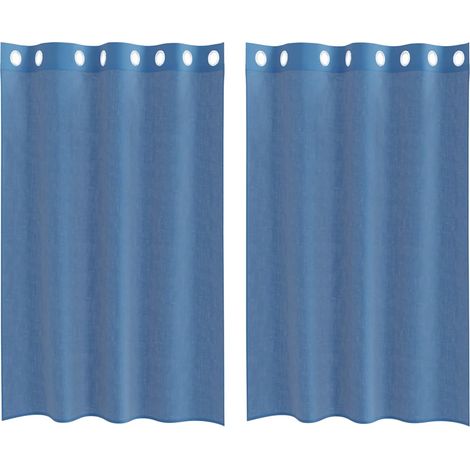 Maison Exclusive - Voile Vorhänge mit Ösen 2 Stk. Königsblau