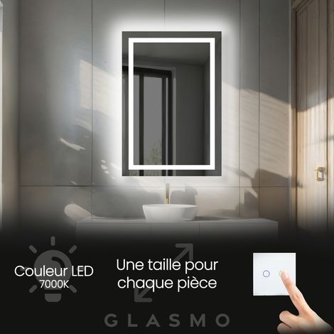 Miroir lumineux de salle de bain 60x110 cm Julia - Vertical Rectangulaire Moderne Miroir avec LED Illumination - Blanc Froid 7000 K (1/5)