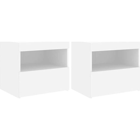 Maison Exclusive - Nachttische mit LED-Leuchten 2 Stk. Weiß 50x40