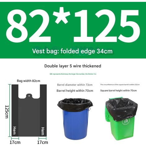 Sac en plastique portable noir, sac poubelle à cordon épais et durable, étanche, adapté à la maison et au bureau (75110cm) (100 pièces/4,5 soie) (1/5)