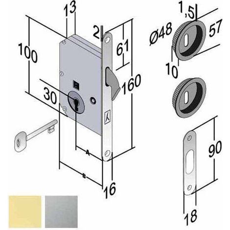 Cerradura para puertas de madera correderas E50 Cs Boc Gb