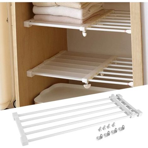 Étagère de Placard Telescopique en Métal Etagere de Rangement Réglable sans Perçage Organiseurs de Armoire Separateur Stockage Rack pour Cuisine, Salle de Bain, Chambre 73-128cm (1/5)