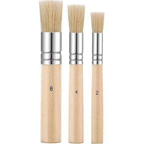 APEX Pinceaux à Pochoir en Bois, 3 Ps3 Tailles Naturels Purs, Brosses Rondes Peinture Acrylique, Huile, Aquarelle, DIY Projet d'Artisanat (1/5)