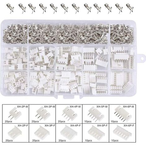 460pcs JST Connecteur Kit, JST-XH, 2/3 / 4/5/ 6 Pin Mâle/Femelle Connecteurs, 2.54mm Femelle Broches Connecteurs Terminals,Polychlorure de vinyle-DOU