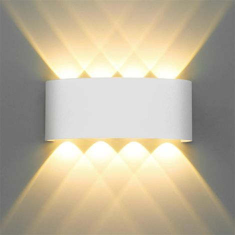 Applique à LED applique extérieure à l'intérieur Applique à LED 8W Applique murale à LED IP65 Lampe de salle de bain étanche moderne à effet lumineux haut et bas (blanc 8W blanc chaud) (1/5)