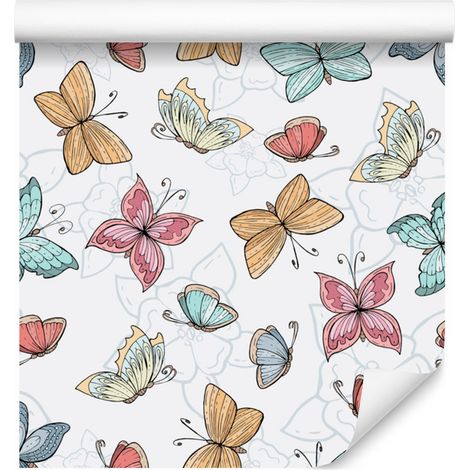 Papier peint papillons et fleurs pour salon et chambre 50x1000 cm (1/5)