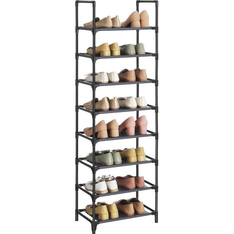 Étagère Chaussure à 8 Niveaux, Range-Chaussure, Porte-Chaussure, Meuble de Rangement, 28 x 46 x 145 cm, Cadre en Métal, en Tissu Non-tissé, pour Entrée, Chambre, Gris LSR024G02 (1/5)