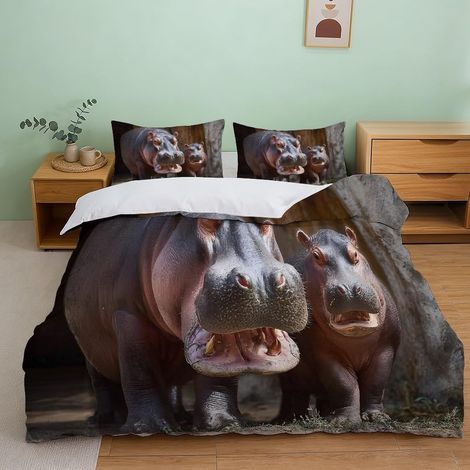 Parure de lit Hippopotame Microfibre Chambre ado - Single(140x200cm) (1/5)