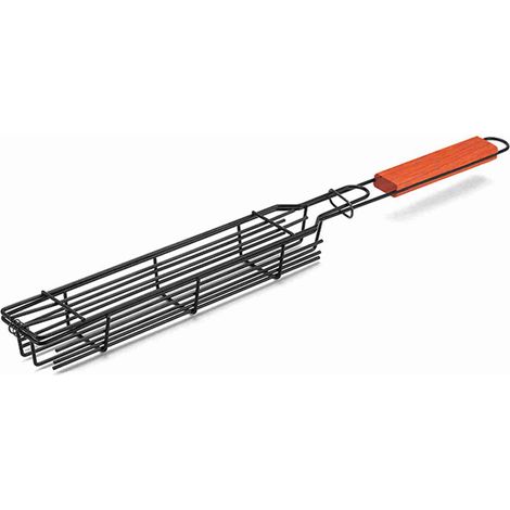 Panier de barbecue de Camping, gril à charbon de bois, outil d'extérieur, pique-nique, manche en bois Portable, accessoires pour rôtir la viande (1/5)