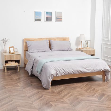 Set aus 2 Nachttischen mit Schubladen und Ablagen, moderner Stil, Maße 47 x 47 x 50 cm, Naturholz (1/5)