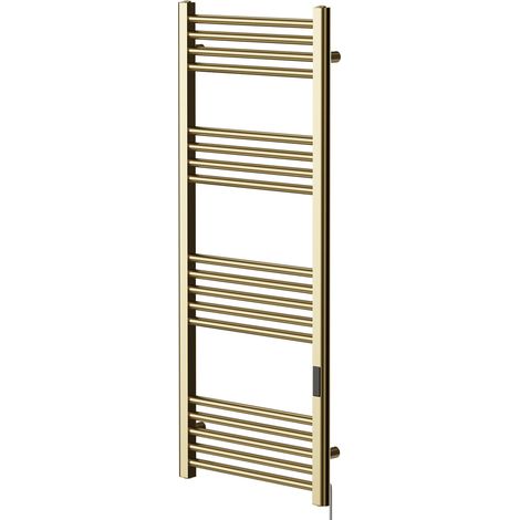 Pizarro Colore Brushed Brass 1200mm x 500mm Straight Dry Thermal Electric Heated Towel Rail (1/5)