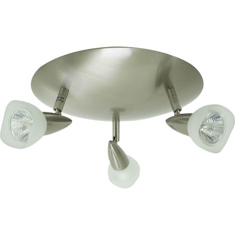 Applique ou Plafonnier 3 Spots orientables acier brossé 3 x 50 W (1/3)