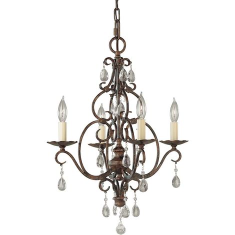 Lampadario Contemporaneo Chateau Acciaio Bronzo Moka Cristallo 4 Luci E14 (1/4)