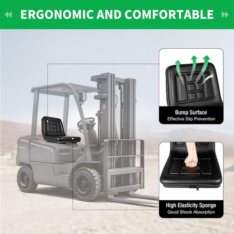 Siège de tracteur universel pour tracteur de tracteur, siège pour tondeuse autoportée, tracteur de pelouse, mini pelleteuse, siège d'empileur, siège noir (1/5)