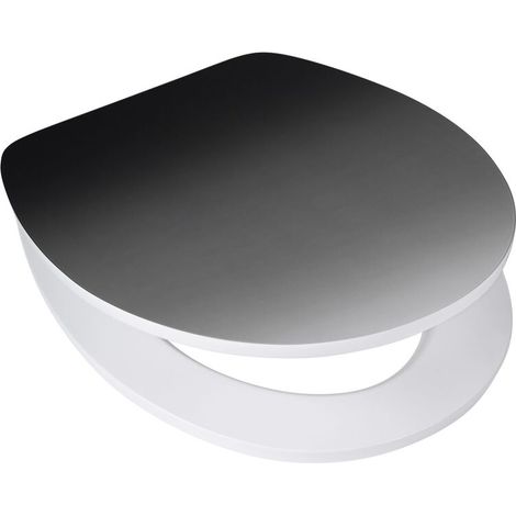 [NEUWERTIG] B-Ware baliv WC-Sitz Alba Absenkautomatik MDF Holzkern bis 150kg Weiß-Schwarz elegant (1/2)
