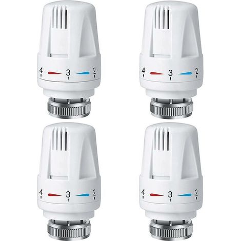 Tête thermostatique de radiateur 4 pièces, tête de thermostat de radiateur Trv M30 X 1.5, vanne thermostatique de radiateur, pour système de chauffage domestique et de bureau (1/5)