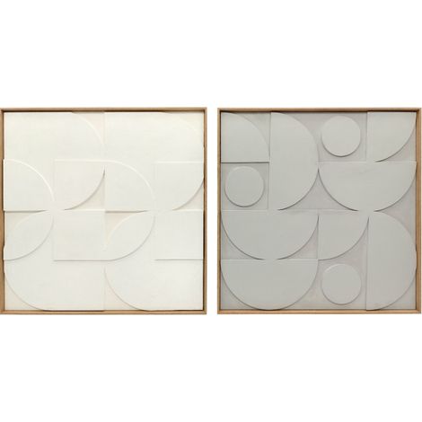 Decoración de pared geométrica 3D, 2 piezas, blanca, 80 x 3,5 x 80 cm MODENUIT (1/4)