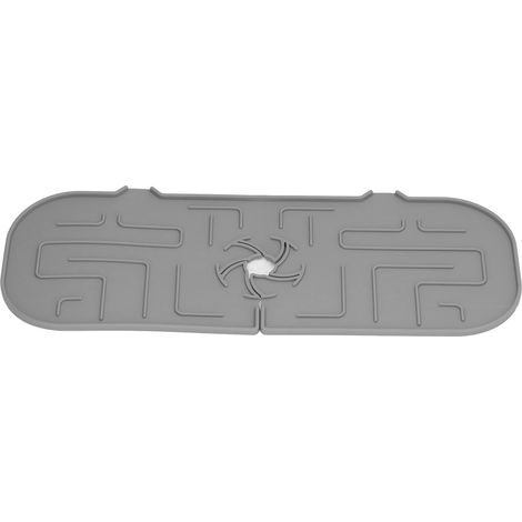 Tapis de robinet en silicone résistant, gris, pour cuisine, salle de bain, appartement ou hôtel. (1/5)
