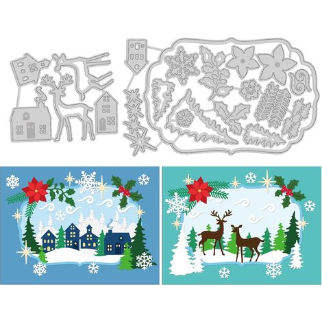 Matrices de découpe de cerisier de Noël pour la fabrication de cartes, flocon de neige, hiver, poinçonnage de métal, pochoir de gaufrage pour scrapbooking, cartes de Noël, artisanat (1/5)