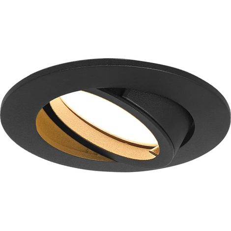 Lot de 1 spot LED encastrable à intensité variable noir mat orientable 5 W plat 230 V Trou de perçage 68 mm Angle d'éclairage 120° (blanc chaud 3000 K) (1/5)