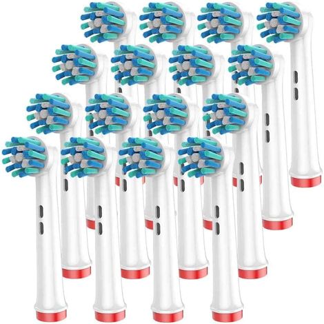Replacement Toothbrush Heads, Angled Bristles for Deep Removing Plaque, White (Pack of 16) (1/5)
