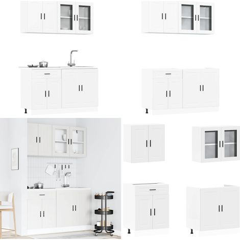 vidaXL Ensemble d'armoires cuisine 4pcs Kalmar blanc bois d'ingénierie (1/5)