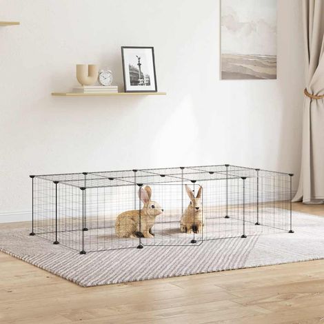 Cage pour animaux de compagnie 20 panneaux avec porte en acier noir 35 x 35 cm - PANGIVO (1/5)