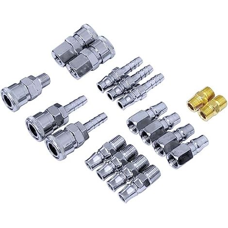Kit de 18 raccords rapides pneumatiques pour compresseur d'air (1/5)