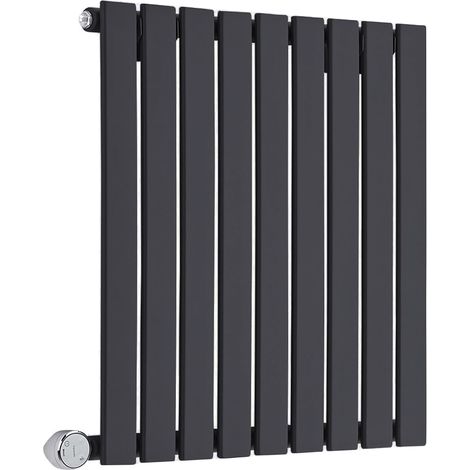 Milano Alpha Electric - Modern Anthracite Horizontal Single Flat Panel Radiator - 635mm x 630mm (1/4)