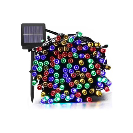 CATENA LUMINOSA LED MULTICOLORE A ENERGIA SOLARE 7 METRI CON 100 LUCI - DECORAZIONE ESTERNE PER NATALE E GIARDINO (1/5)