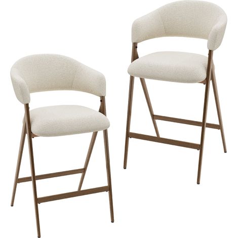 Smartue Barhocker 2er Set – Moderne Barstühle mit Hoher Rückenlehne, Bequeme Stoffpolsterung, für Küchentheke, Kücheninsel oder Essbereich, Metallgestell