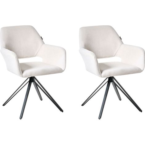 Set di 2 sedie da pranzo imbottite in poliestere Bianco sporco con gambe nere Ciney (1/5)