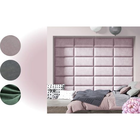 Sofello Polsterpaneele 10 Stk. 30 x 30 cm zu Ihrem Polsterbett Polsterwand aus Samtstoff Velour, gut verarbeitet - SOFORT LIEFERABAR. Grau